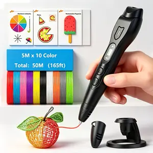 New Upgraded 3D Printing Pen, No Clogging Nozzle, Easy to Use, PLA Filament: 10 Colors x5m Each, Total 50M/165ft, Comes with Portable Storage Bag+ Color Gift Box Packaging, 3DLNK- Perfect Gift for Loved Ones