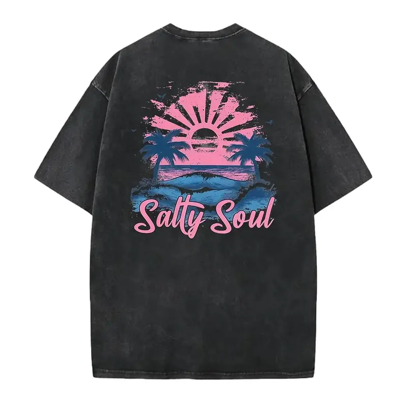 Salty Soul Summer Shirt |   Summer Vacation Tee Tshirt |   Retro Graphic Summer Shirt |   Vintage Beach Shirt