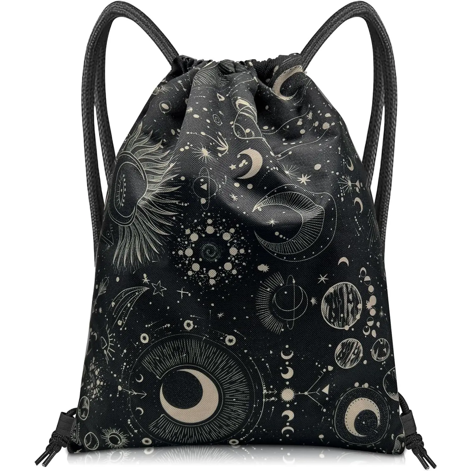 Drawstring Backpack Draw String Bag  Gym Bags  Cute Aesthetic Sackpack for Unisex Women  Beach Travel(13"×17")-Moon
