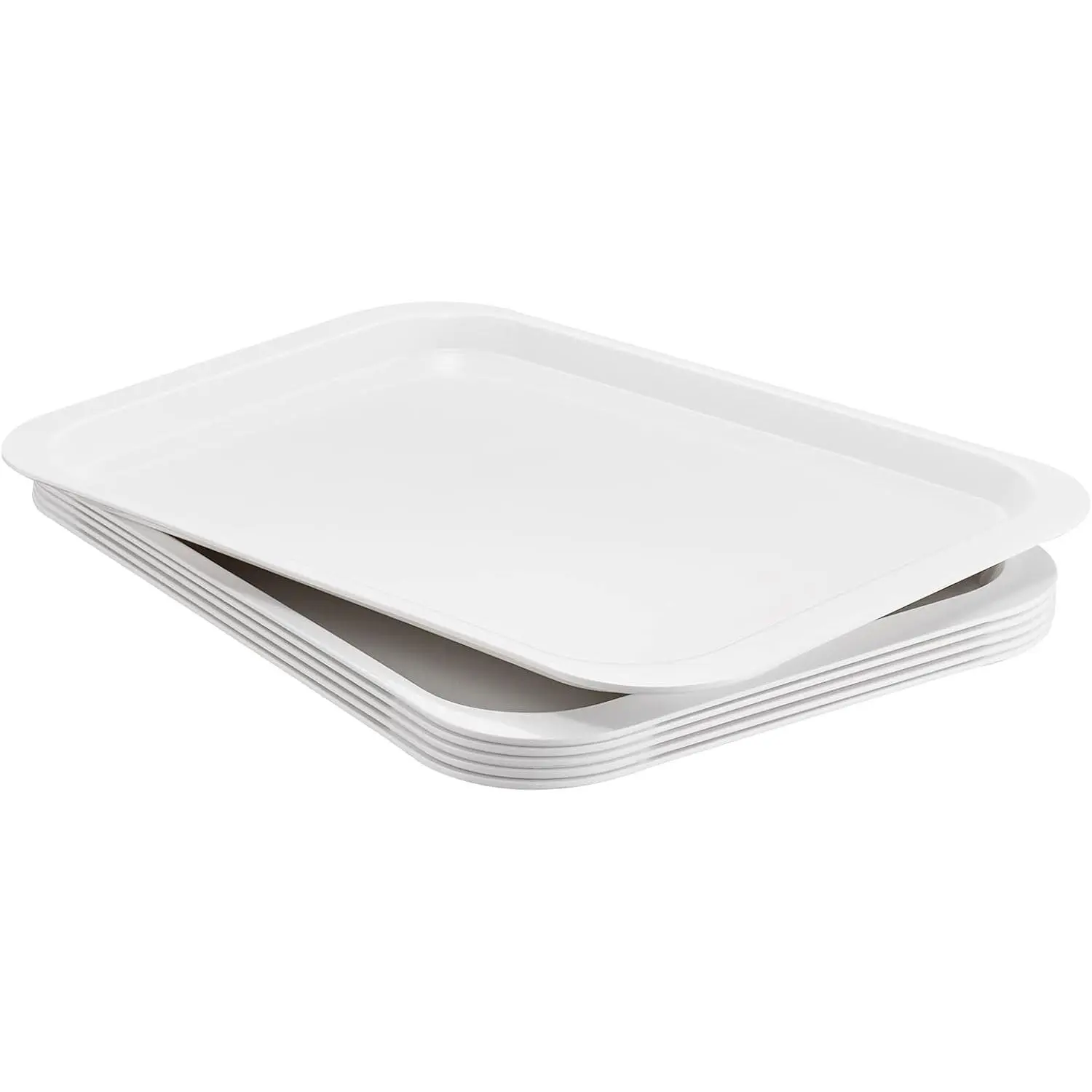 10.6x15 Inch White Melamine Serving Trays, 6 Pack, Dishwasher Safe for Cafeteria, Kitchen & Lunch,  Trays for Eating