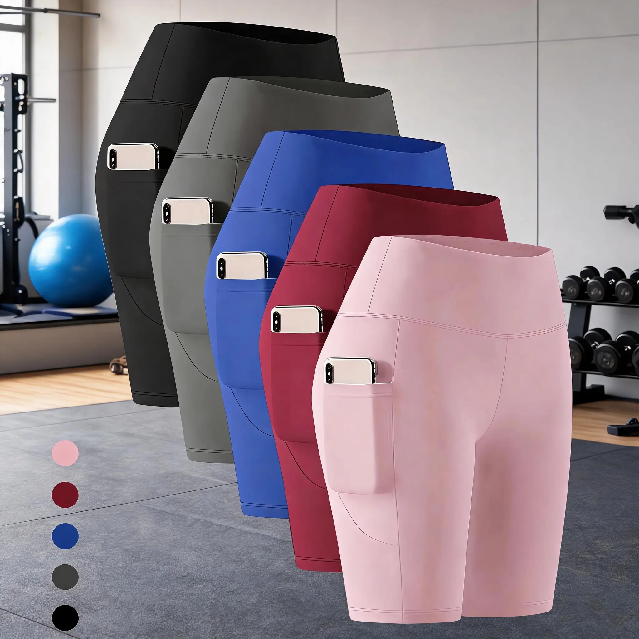 Women' High Waisted Quick-Dry Squat-Proof Yoga Shorts - 3 Inch Workout Gym Running Shorts with Elastic Waistband, Training, Fitness, Cycling & Running Gym Pants with Double-Sided Pockets, Abdominal Compression, Soft High-Elasticity for all-Season workout