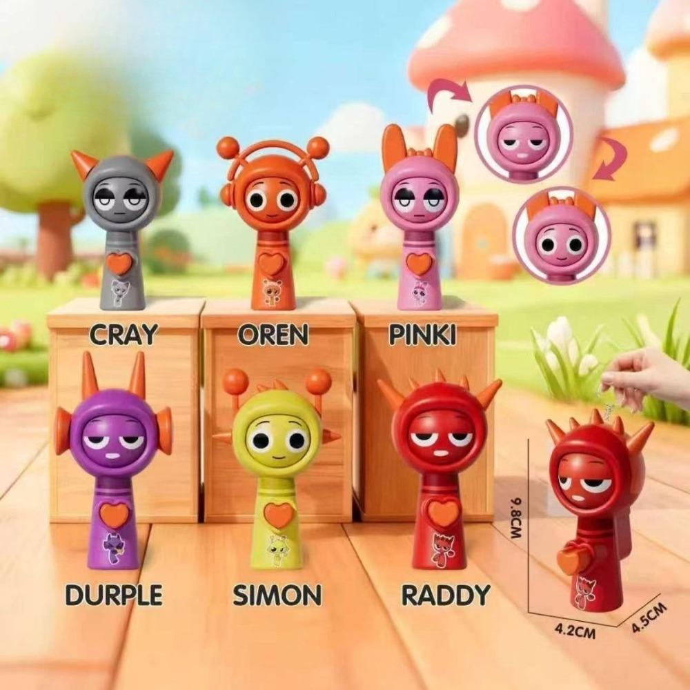 6Pcs/Set Mini Sprunki Action Figure Face-changing Toy Movie Sprunki Wenda Model Doll Figurines with Keychain Kids Birthday Gifts