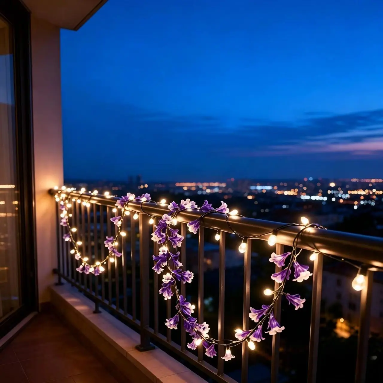 Multi-Color Artificial Flower Lighted Wicker Rope, Bendable String Lights for Wall Balcony Home Decor, LED Indoor Scene Lighting