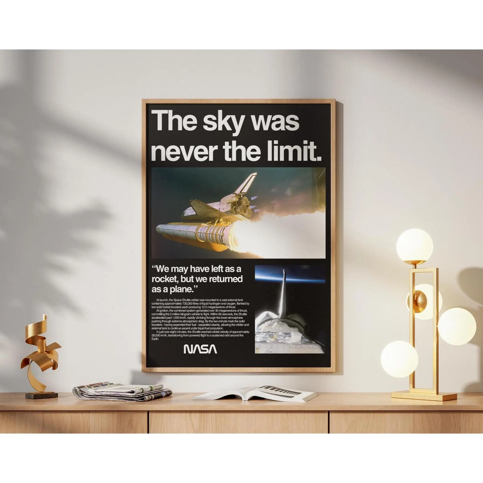 NASA Space Shuttle Vintage Artistic Poster - Wall Art, Room Decoration, Home Decor Frames, Ideal Gift