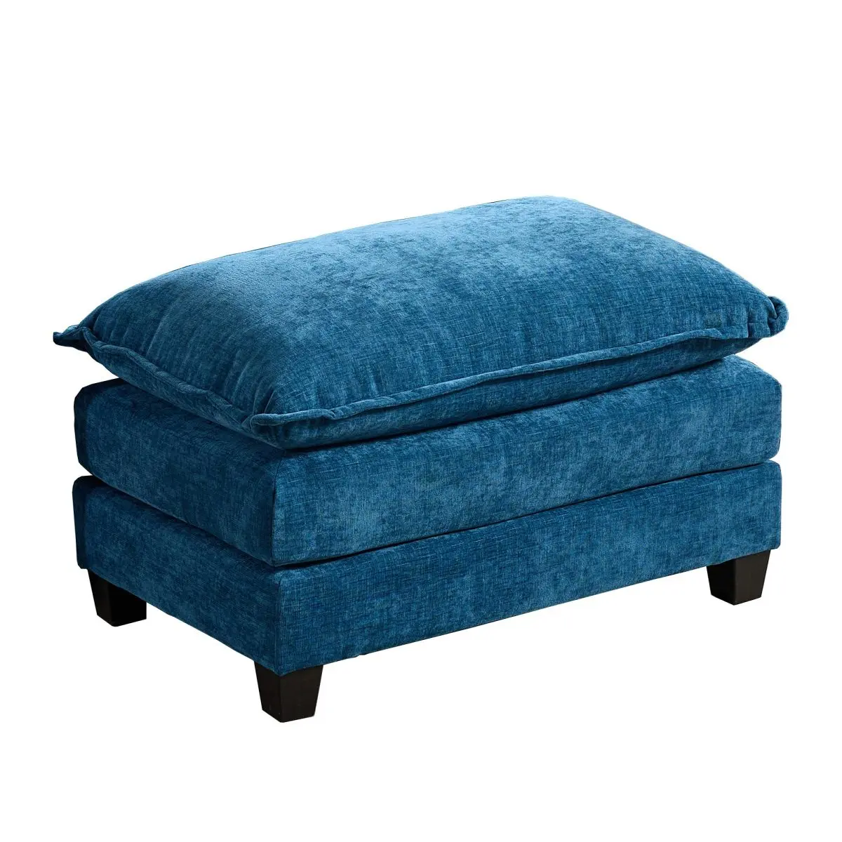 Movable Ottoman Footrest for Sectional Sofas, Comfy Double Layer, Flexible Extension for Sectional, L-Shaped or U-Shaped Couches, Breathable Chenille Fabric, Blue