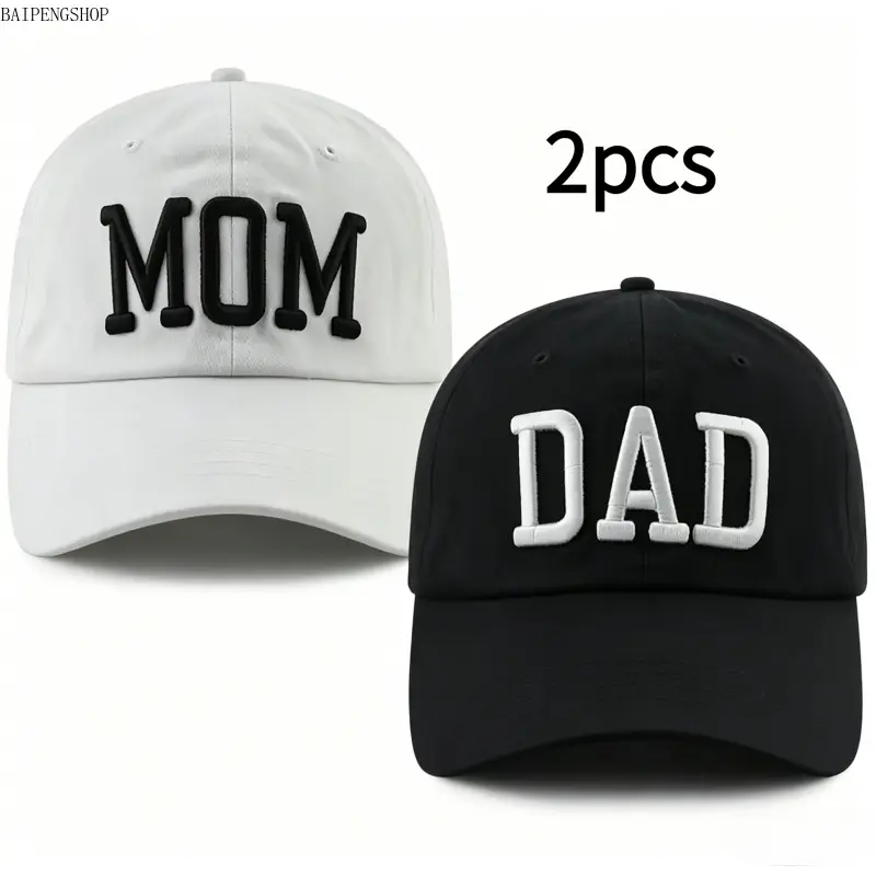 2-Pcs Funny Mama Papa Embroidered Baseball Cap Set, Unisex Adjustable Soft Casual Couple Hats, Funny Gifts for Dad, Ideal Holiday Birthday Gifts for Parents, Versatile for Daily Wear & Family Gatherings