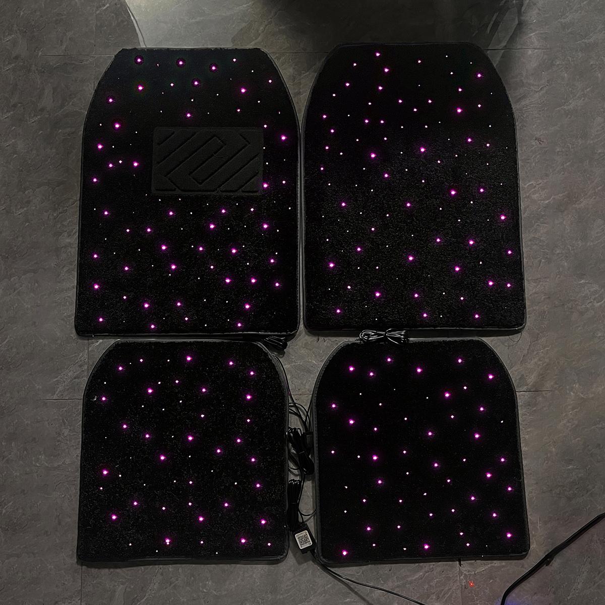 Universal Fit LED Starry Sky Projection Car Floor Mats, Customizable Fiber Optic Lighting Effects, App Remote Control, All-Weather Car Interior Decoration, Car Interior Accessories