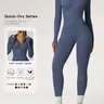 【Black Friday】Women's Solid Zip Up Long Sleeve Sports Jumpsuit, Casual Quick-Dry Activewear for Fitness, Yoga and Gym, Ladies Sportswear for All Seasons