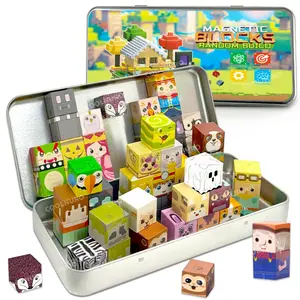Animals And Characters Theme Magnetic Creative Building Blocks Set - STEM Sensory Cubes, Sensory Play Construction toys, ABS Material, Suitable As Boys And Girls Christmas Gifts, New Year Gift, Birthday Gift, Magnetic Tiles Stacking, Building Block Sets