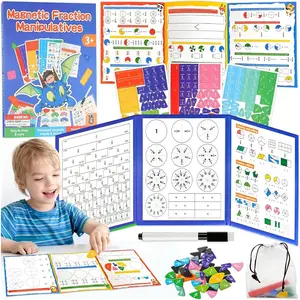 Fraction Playbook with Tiles & Circles, Whiteboard  Fraction Manipulatives Kit, Montessori Math Tools for  Ages 6-10, Classroom & Homeschool Supplies with Wipe Clean Activity Cards