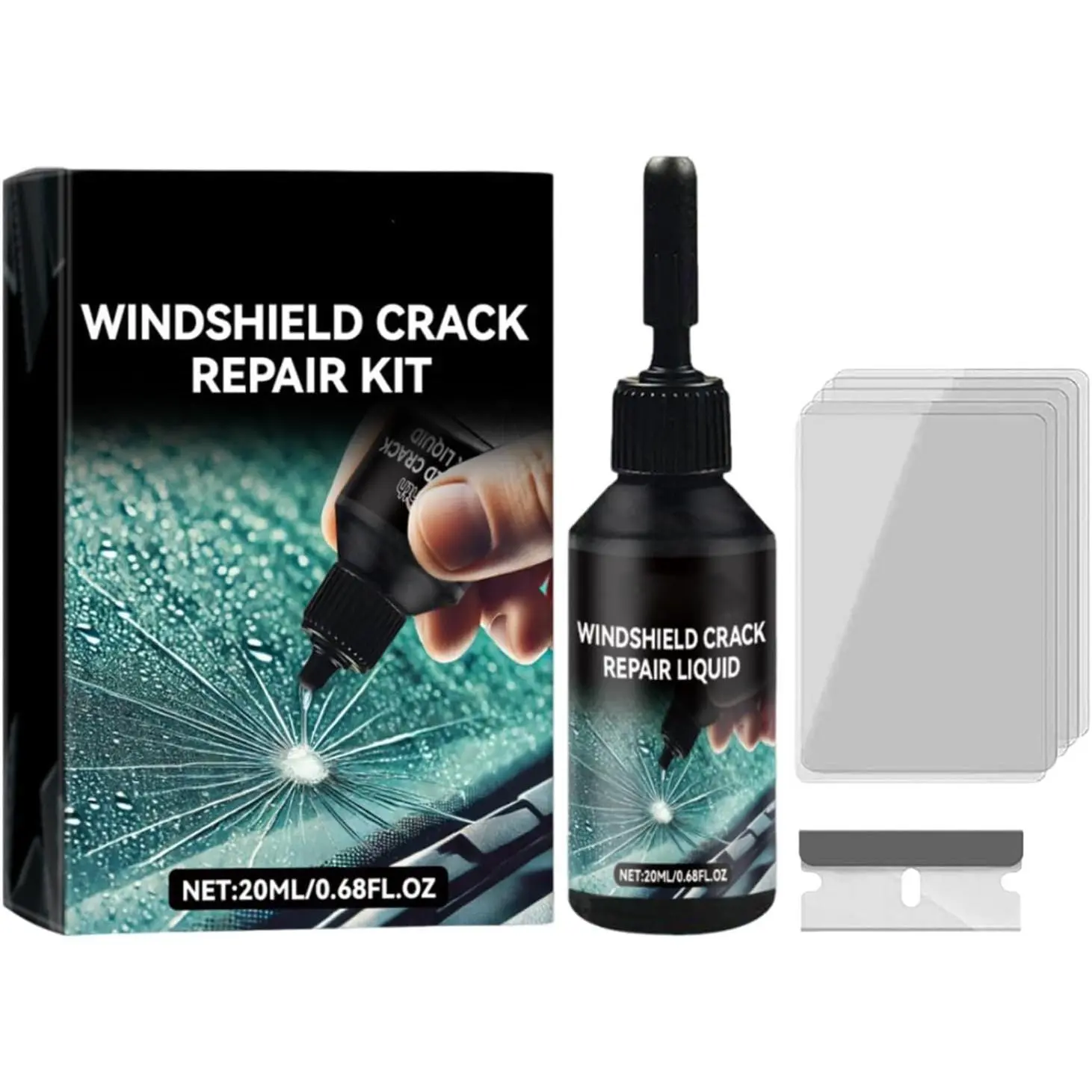 Windshield Crack Repair Kit - 2025 Upgrade Nano Glass Repair Liquid for Cracks & Chips, Cracks Gone Glass Remover Fluid for Quick Fix Windshields, Windows, Mirrors