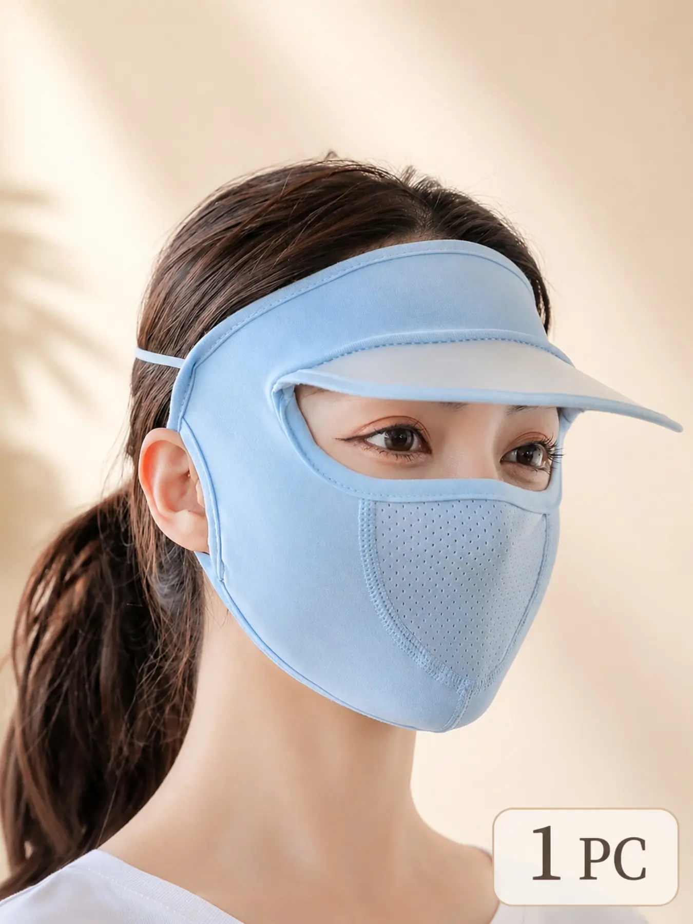 Ice Silk Sun Protection Face Mask with Brim, Breathable Full Face Cover, Windproof Cap-Mask for Cycling, Hiking, Outdoor Sports