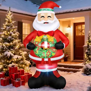 8 FT Christmas Inflatable Santa Claus - Christmas Decorations Outdoor - Christmas Blow Up Xmas Large IP44 Weatherproof - Built-in LED Light & Water Bag for Yard Gardern Indoor HolidayFFWildPulse9