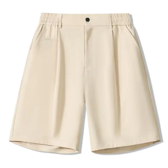 Anti-wrinkle Summer Commuter Five-point Suit Shorts, High-waisted Pleated Loose Straight Casual Mid-length Pants, Stylish Business Casual Shorts # SummerVibes