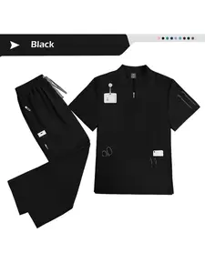 Men's Elastic Isolation Frosted Brush Hand Suit Stand Collar Design+veterinary and Beauty Salon Workwear Set