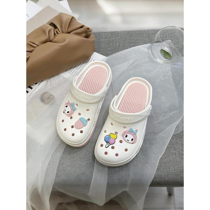 (New)Women's Cute Cartoon Charms Clogs, Casual Comfortable Breathable Platform Non-slip Clogs, Fashionable Shoes for Indoor & Outdoor Wear