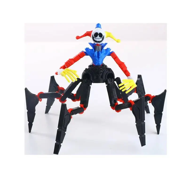 High-Quality 3D Printed Bright Non-Toxic Plastic Horror Action Figure - Clown & Spider Monster, Fully Articulated Flexible Joints, Anxiety Relief Fidget Toy, Perfect Gift & Desktop Decor for Horror Fans & Collectors, Clown And Spider, High-Quality 3D Prin