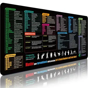 Excel advanced shortcut mouse pad, XL large gaming desktop pad, high quality micro-woven fabric, with locking edge and non-slip rubber base, high definition printing, suitable for PC/laptop/wireless mouse.