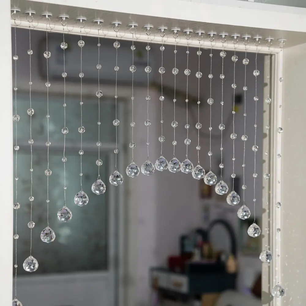 20 Strings Crystal Beaded Curtain for Arched Doorway, Hanging Room Divider for Home, Coffee House, Bedroom, Restaurant - ClearGift