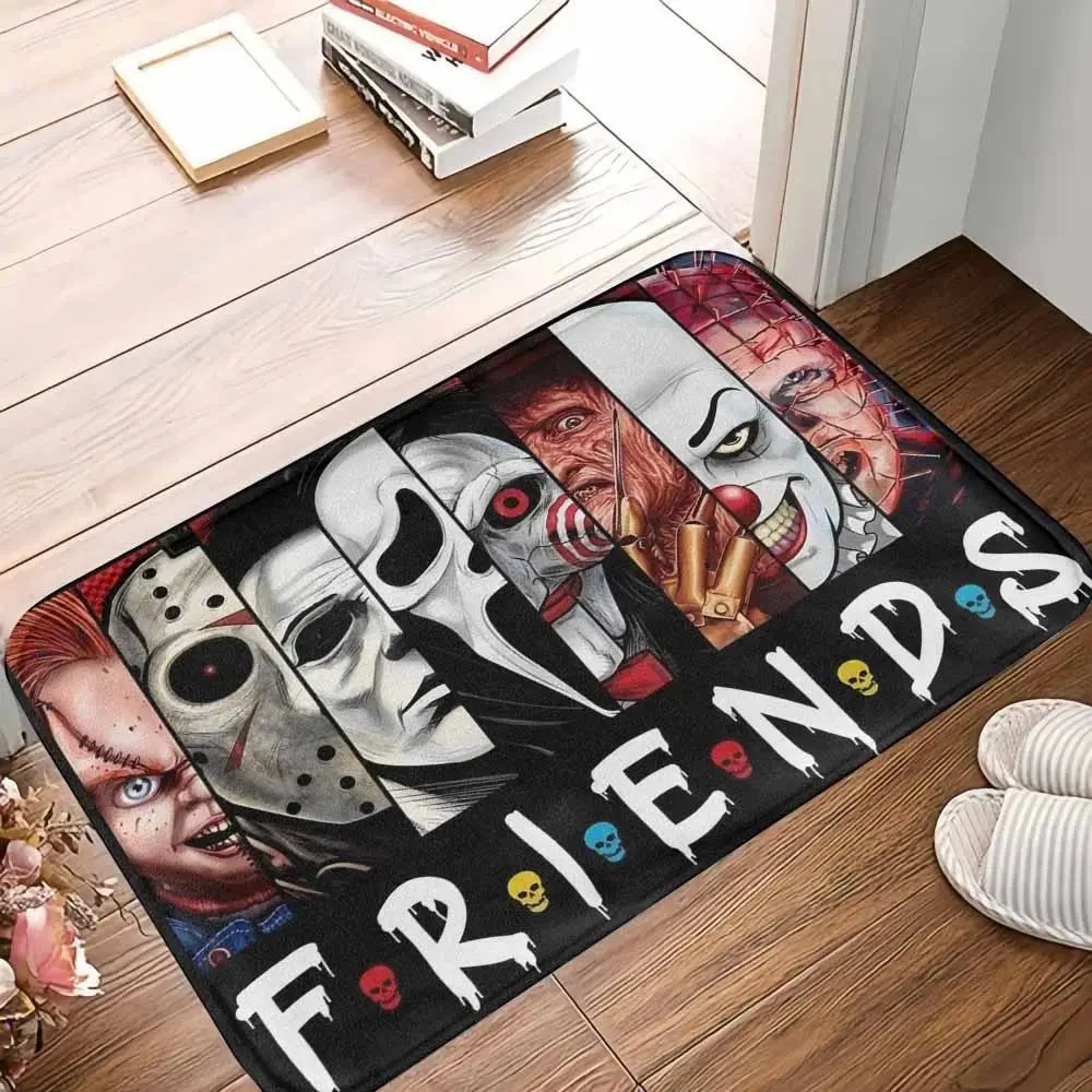 Horror Movie Characters Indoor Doormat - Non Slip, Machine Washable, Soft Aesthetic Household Decor Rug, Gothic Festival Horror Lover Gift for Living Room, Machine Washable Rug, Non Slip Rugs