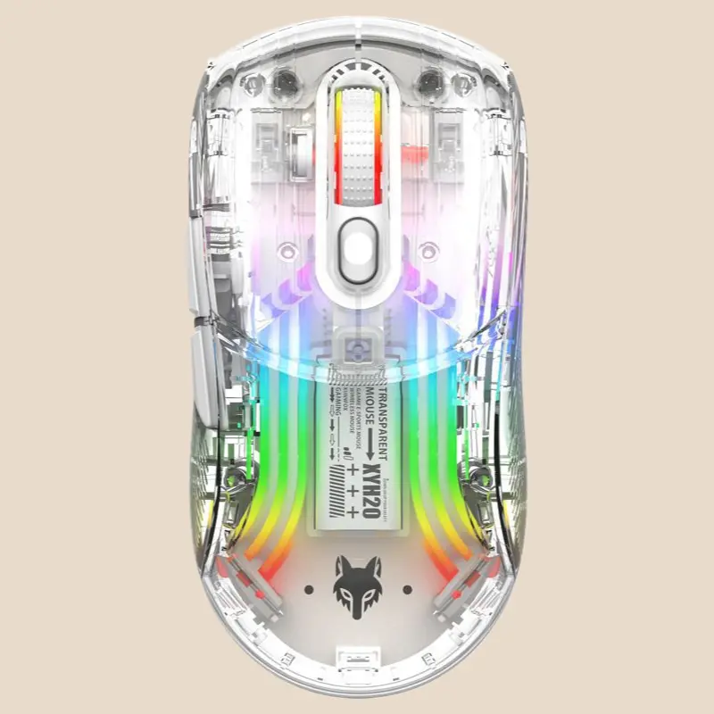 Transparent RGB Three Mode Wireless Bluetooth Mechanical Mouse Silent Gaming E-Sport Computer Mouse