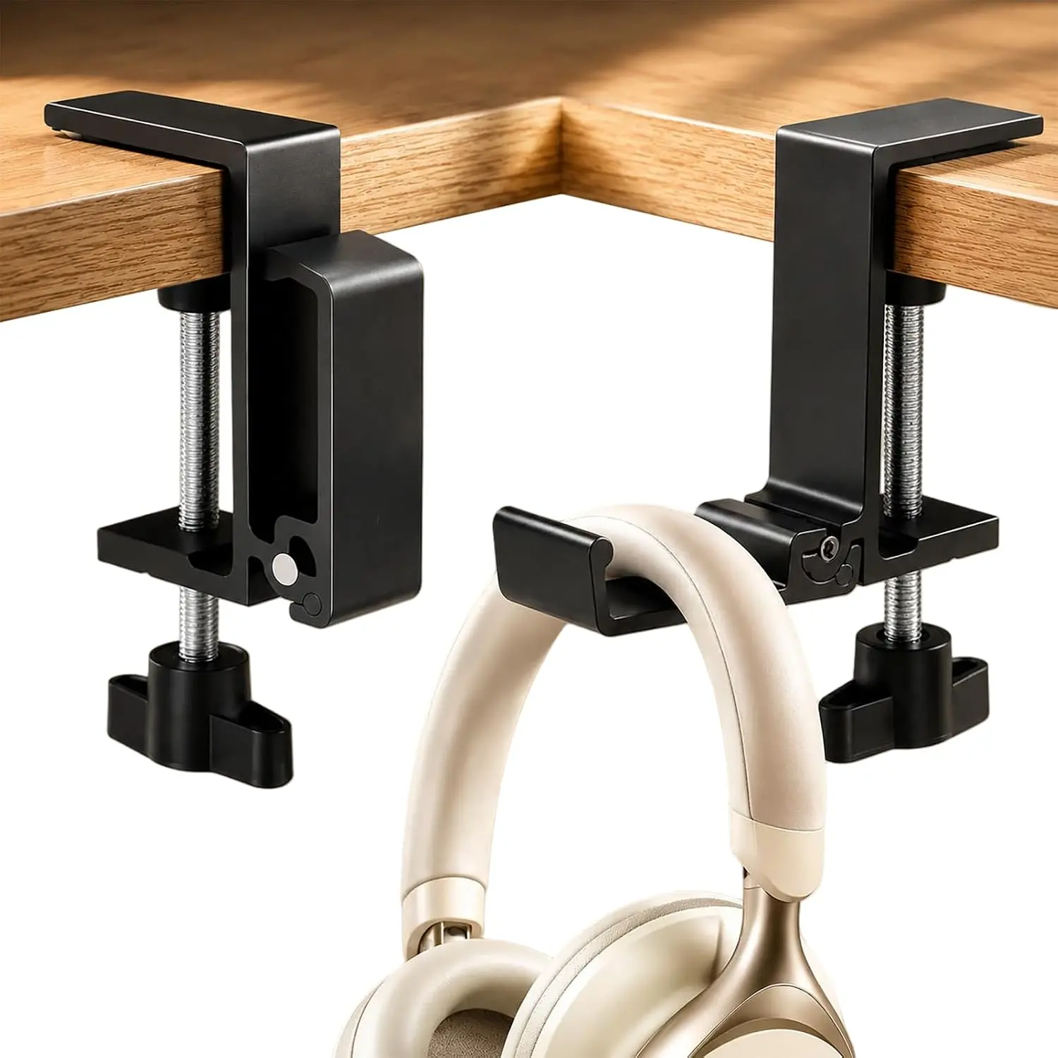 Headphone Stand for Desk,  Alloy Foldable Headphone Holder - Headset Stand Hook Mount, PC Gaming Headset Holder Under Desk Clamp for Office, , Student Class Table,  Table