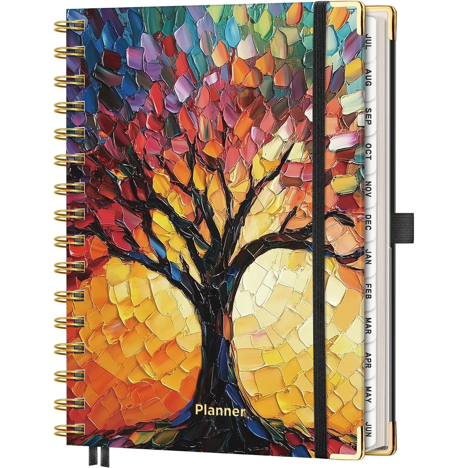 Academic Planner 2026-2027, July 2026 - June 2027, Weekly and Monthly, 5.7" x 8.3", Hardcover, Spiral-Bound, Calendar, Agenda for Women, Student, School, 12-Month Tabs (Colourful Tree)