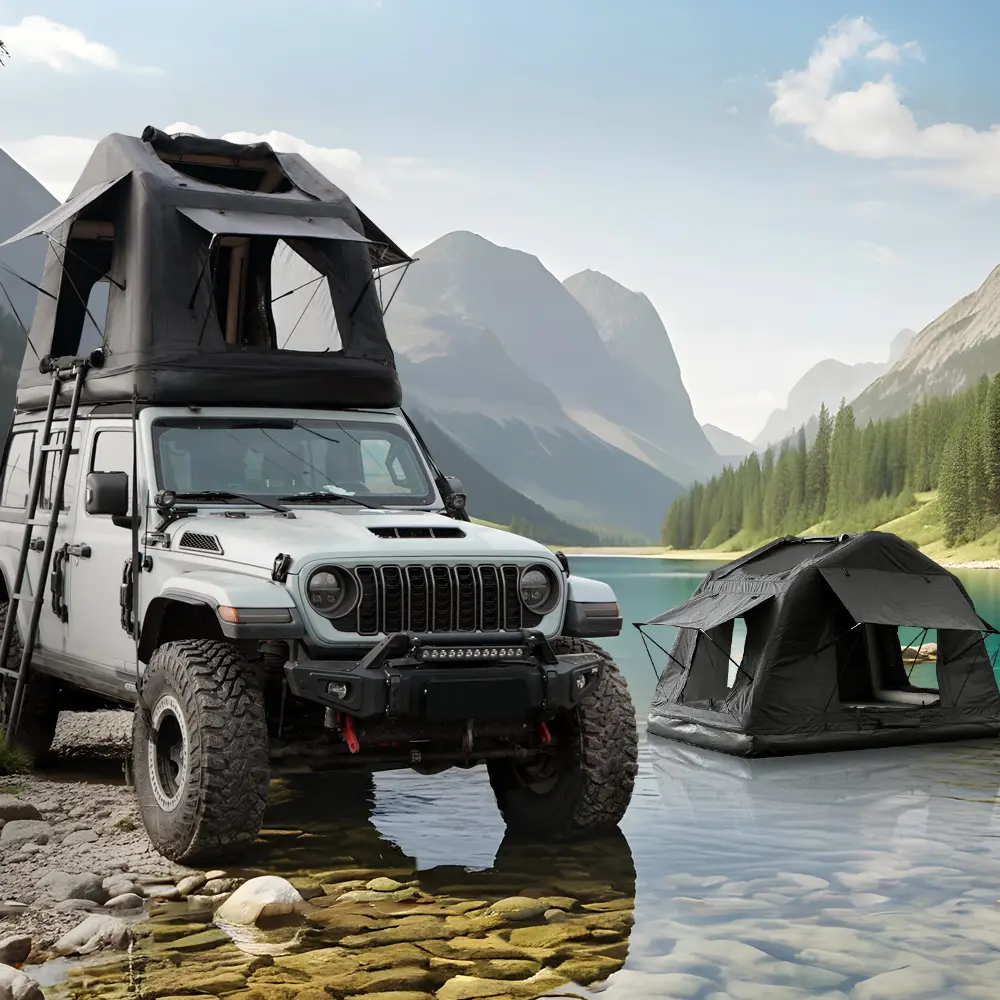ARCH Portable Amphibious Inflatable Tent for Camping Foldable Offroad Roof Top Tent Floating Tent with Ladder Black Outdoor Camping Shelter Waterproof Beach Sun Shelter Canopy for Hiking Fishing Picnic, Living Room Table for Sofa Side, Bedroom