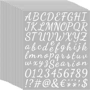 16 Sheets Vinyl Letters Numbers Kit,Self Adhesive Cursive Alphabet Letter Sticker, DIY Number Letter Decal Script Pantry Labels for ,Office,Mailbox,Door,Grad Cap (White,1 Inch)
