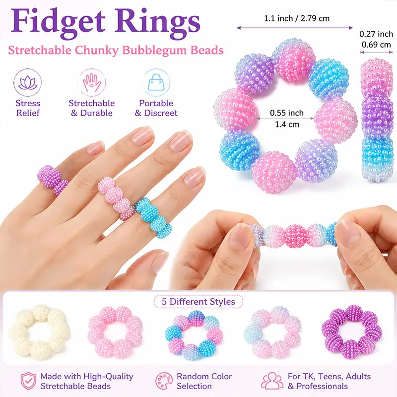 5pcs Sensory Spike Ring Adjustable Multicolor Gradient Adult Finger Massager Random Color Tactile Sensation Home Office Travel School Gift for Festive Surprise Handheld Massage Tool