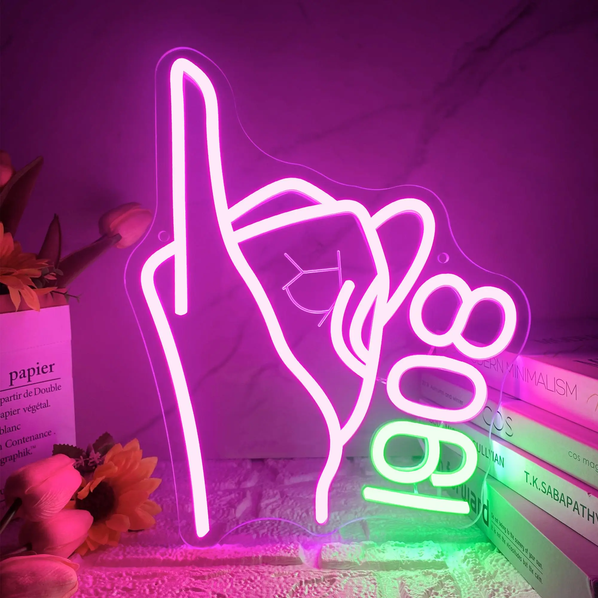 Alpha Kappa Alpha 1908 Neon Sign，USB Powered Neon Sign, Creative Gesture Neon Light, Decorative Neon Sign for Home Party & Birthday & Living Room & Bedroom