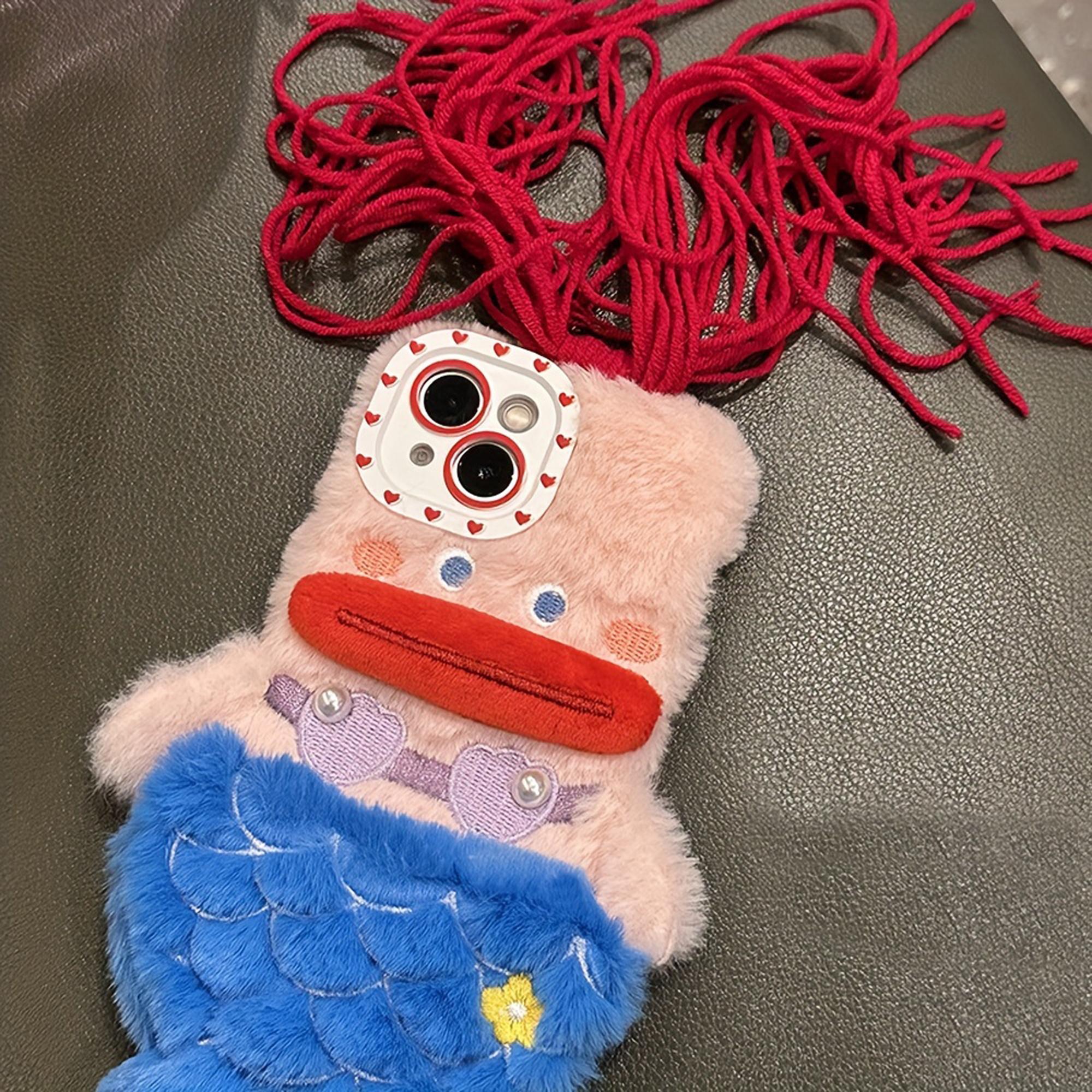 Cute Mermaid Design Plush Phone Case, Creative Phone Protector Cover, Phone Accessories Compatible with iPhone 15 14 13 12 11 Plus/Pro/Pro Max