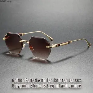 Rimless Sunglasses for Women and Men, UV400 Protective Lightweight Fashion Eyewear for Driving Travel and Everyday Outdoor Activities