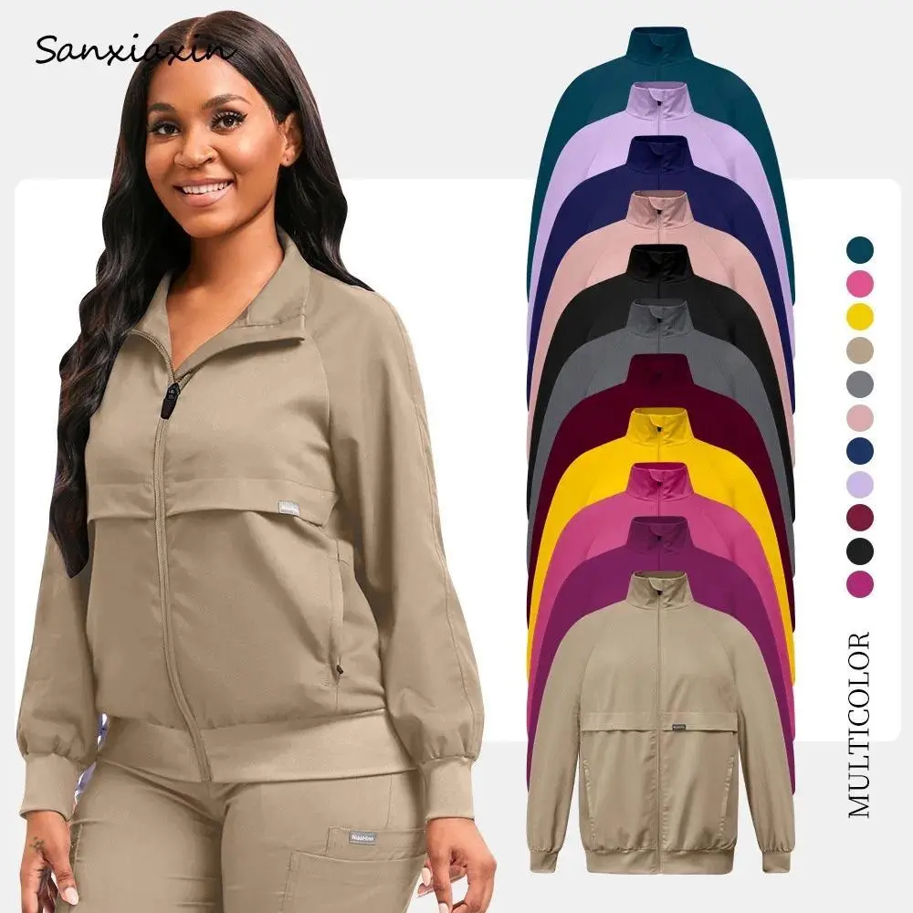 Medical Work Tops Surgical Jacket Multicolor Long Sleeved Laboratory Coat Doctor Nurse Scrubs Tops High-quality Outerwear Unisex