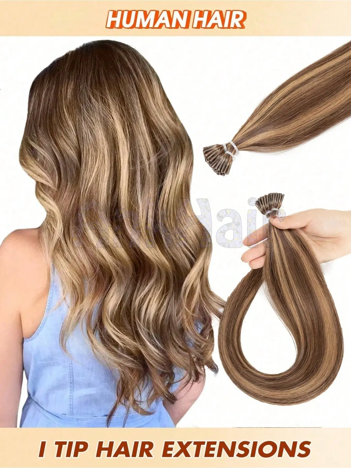 I Tip Hair Extensions, Human Hair Extensions, Straight Remy Hair, Keratin Capsule, Invisible, 50 Strands/pack, 30g/pack