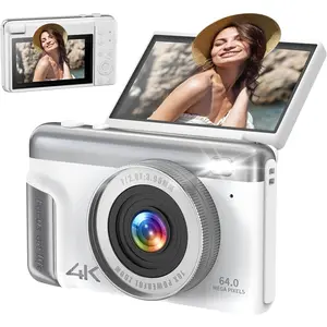 4K Digital Camera Real 21MP CMOS 64MP Images| 3" Flip Screen Vlogging Camera with -in Microphone | 16 Retro Filters | Macro & Wide-Angle Lens Support | 32GB&OTG Included