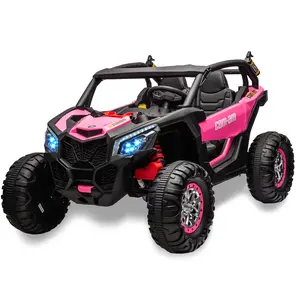 24V Ride On Toys, 2-Seater UTV with Remote Control,4 Shock Absorbers, Leather Seat, Music and Light
