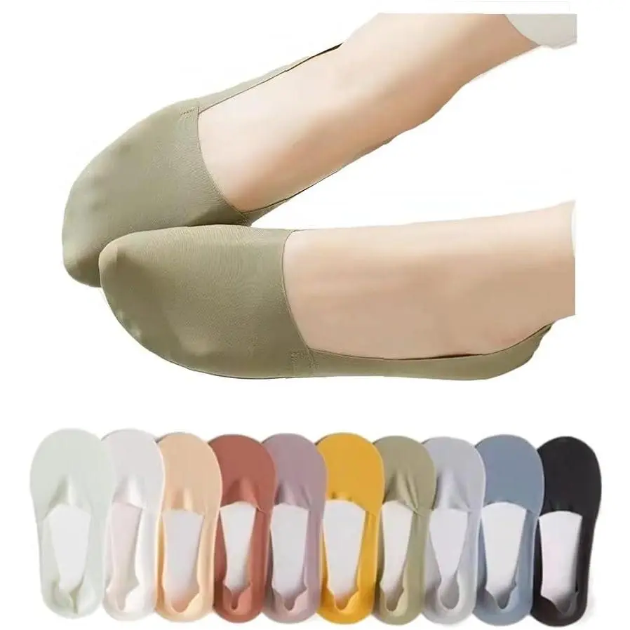 10/20 Pairs No Show Socks Women Non-slip Low Cut Liner Socks Invisible Ice Silk Socks