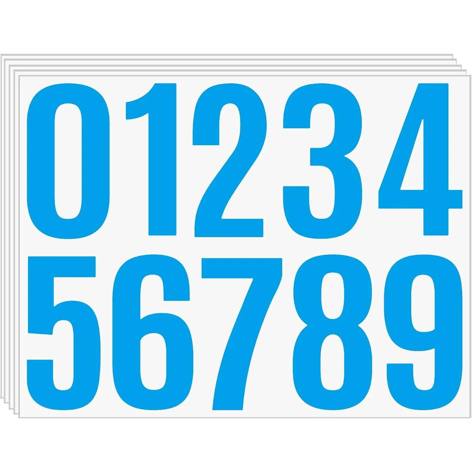 50 count Number Stickers 5 Sheets 4 Inch Large Vinyl Self-Adhesive Numbers for Mailbox Address, House Numbers, Outdoor Signs, Bulletin Boards, Windows, Doors & Crafts(blue)