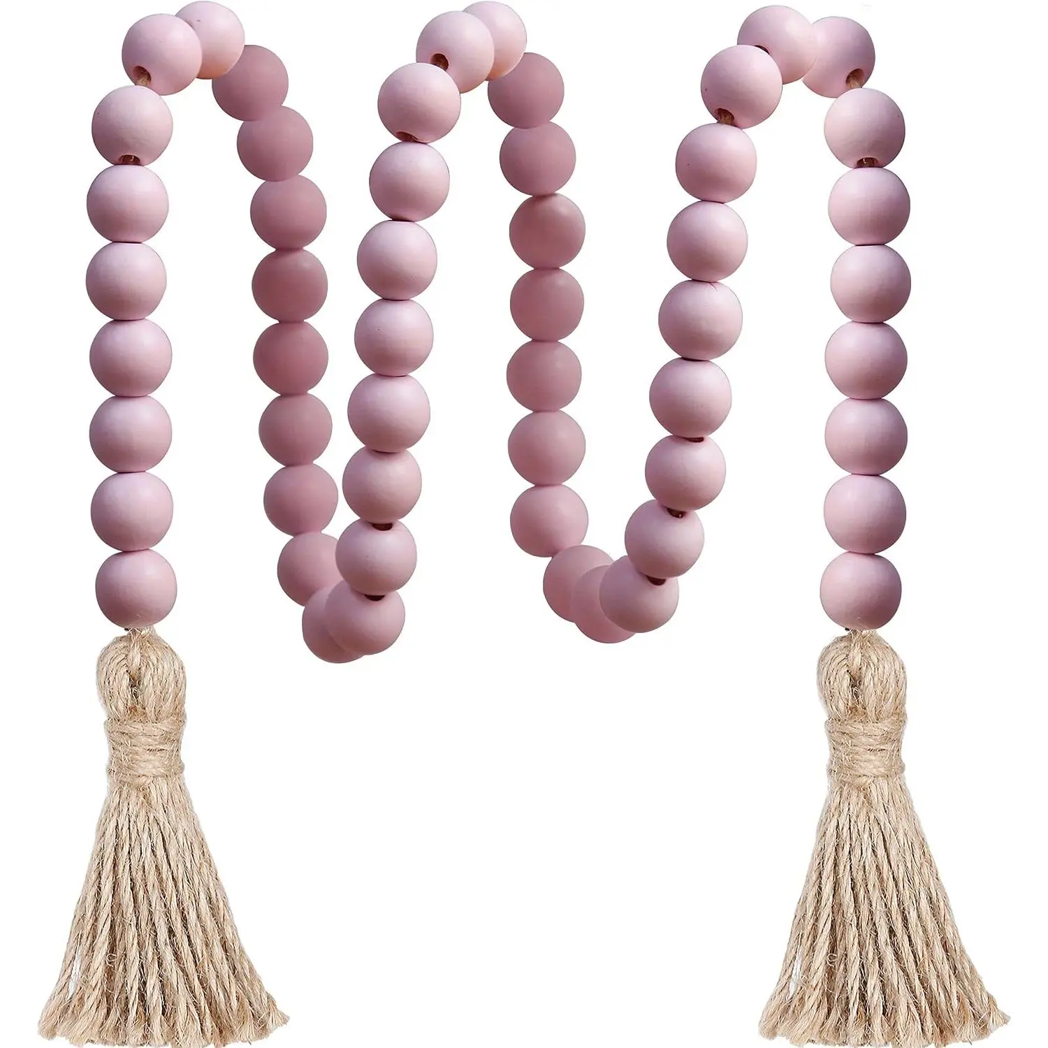39in  Bead Garland,  Beads with Tassels,  | Boho Wall   Decor,   Wooden Beads, Decorative Beads for Shelf, Tray, Mantel, Festival