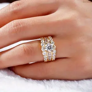 Gold Plated Full Paved Zircon Band Ring, Unisex Solid Size Stackable Promise Ring, Minimal Dainty Jewelry for Proposal Daily Wear Anniversary Gifts