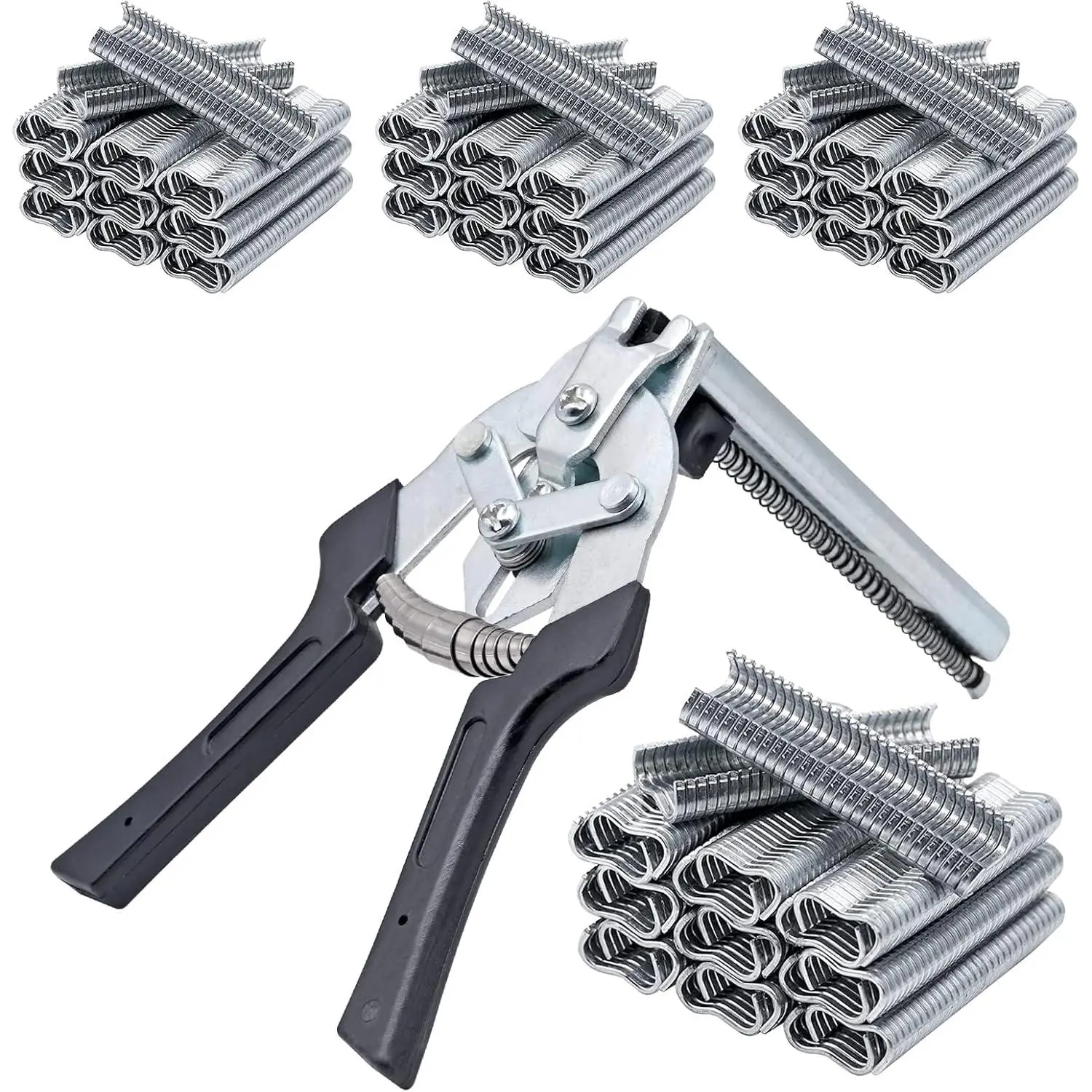 Type M Hog Nail Ring Pliers Kit with 2400pcs M Clips, Hand Clamp Wire Cage Fasten Plier for Fence Fastening, Upholstery Installation, Animal Cages| Hand Clamp Wire Cage Fasten Plier Hog Ring Pliers for Animal Cages,Alloy, Save Time and Energy