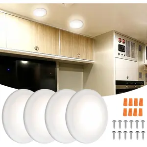 4 Pack RV Lights Interior DC12V,4.5in Camper Light Inside,Surface Mount,LED Ceiling Puck Light for Van,Motorhome, Boat,4W/3300K/360LM,No