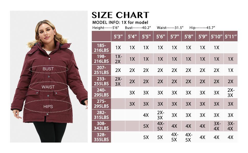 Women's Plus Size Waterproof Winter Puffer Coat with Detachable Hood