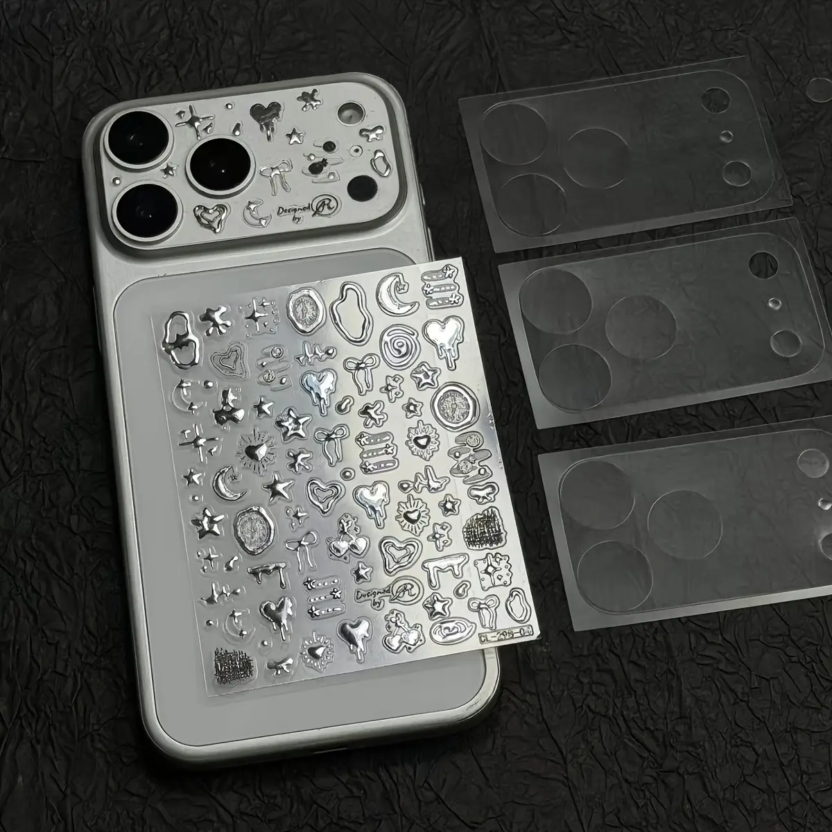 3-piece set: camera protector film + DIY stickers, transparent matte finish, suitable for iPhone 17 Pro Max/17 Pro, soft and scratch-resistant, protects the camera lens
