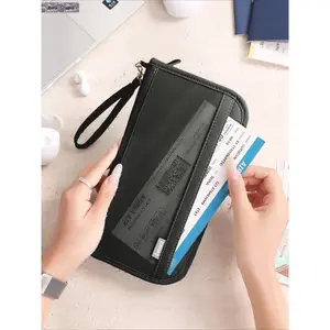 RFID Blocking Passport Holder for Travel, Waterproof Document Organizer Wallet with Wrist Strap, Multi Passport and Ticket Storage Case, Secure Travel Essentials Pouch for Family Vacation, Business Trips and International Travel