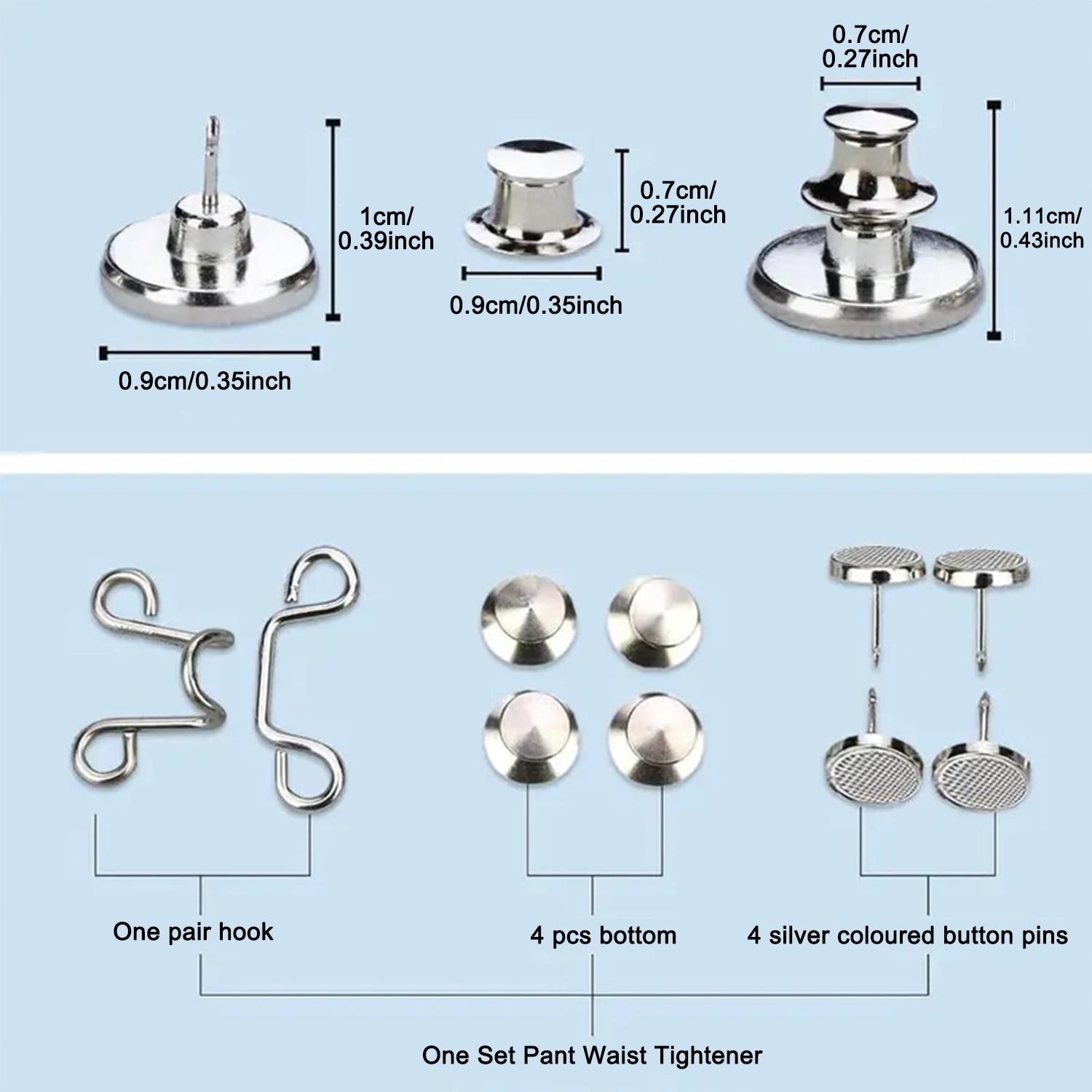 Durable Jeans Button Tightener Set, 4 Sets Adjustable Handmade Jeans Button Pins, Easy To Install Waist Tightener Button for Indoor & Outdoor