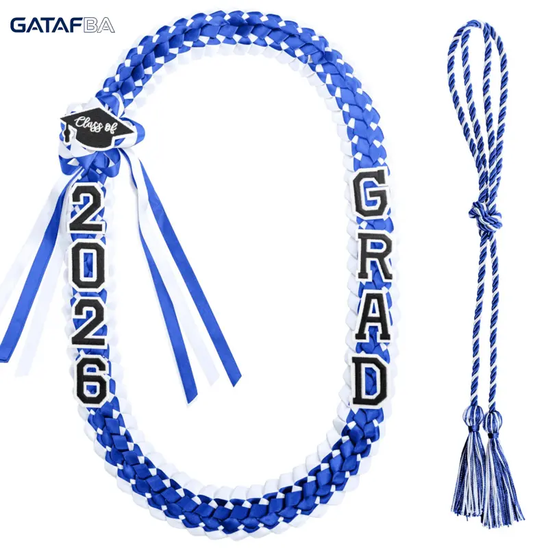 2026 Graduation Leis for Him Her, Hand Woven Blue Braided Ribbon Lei With GRAD Letters And Cap Charm, Adjustable Graduation Money Lei Equipped With Safety Pins, Premium Grad Party Favors Decor For Class of 2026 Graduation Ceremony Celebration Gifts 2026 Graduation Leis for Him Her, Hand Woven Blue Braided Ribbon Lei With GRAD Letters And Cap Charm, Adjustable Graduation Money Lei Equipped With Safety Pins, Premium Grad Party Favors Decor For Class of 2026 Graduation Ceremony Celebration Gifts
