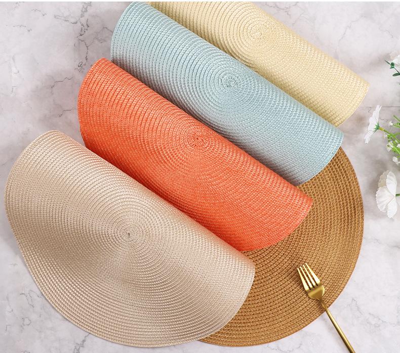 Minimalist Round Woven Placemats| Heat Resistant & Oil-Proof PP Dining Mats| Modern Solid Color Table Decor| Easy Clean Kitchen Essentials for Hosting & Daily Use