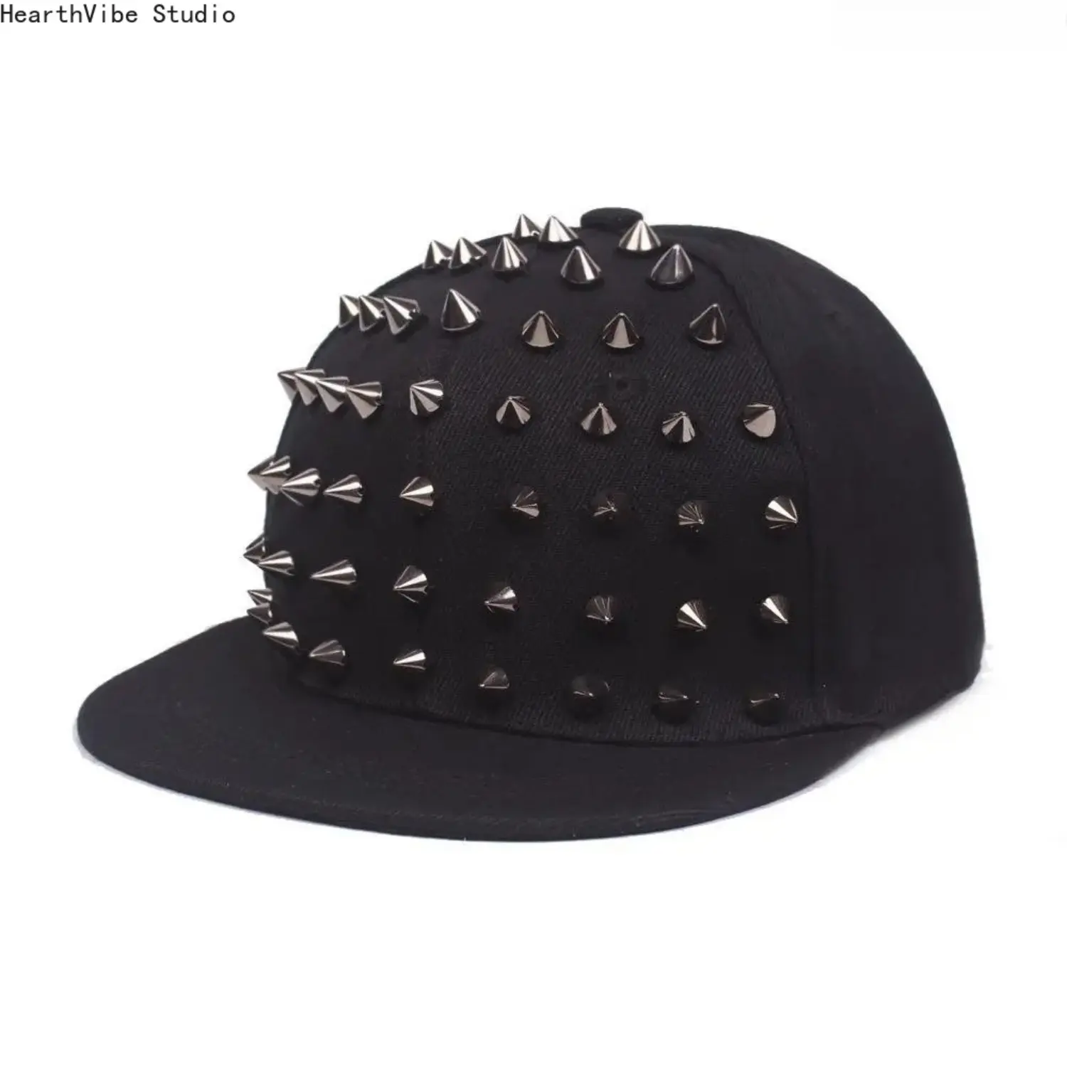 2026 Men's Punk Rock Rivet Flat Bill Baseball Cap - Adjustable Stylish Hat, Bold Design, Unique Rivet Detailing, Daily Fashion Accessory, Funky Unique Accessories, Mens Hats